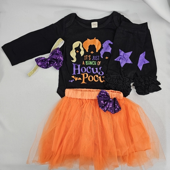 Baby Girl Halloween Outfit - Romper Tutu Leg Warmers Headband - Picture 11 of 11